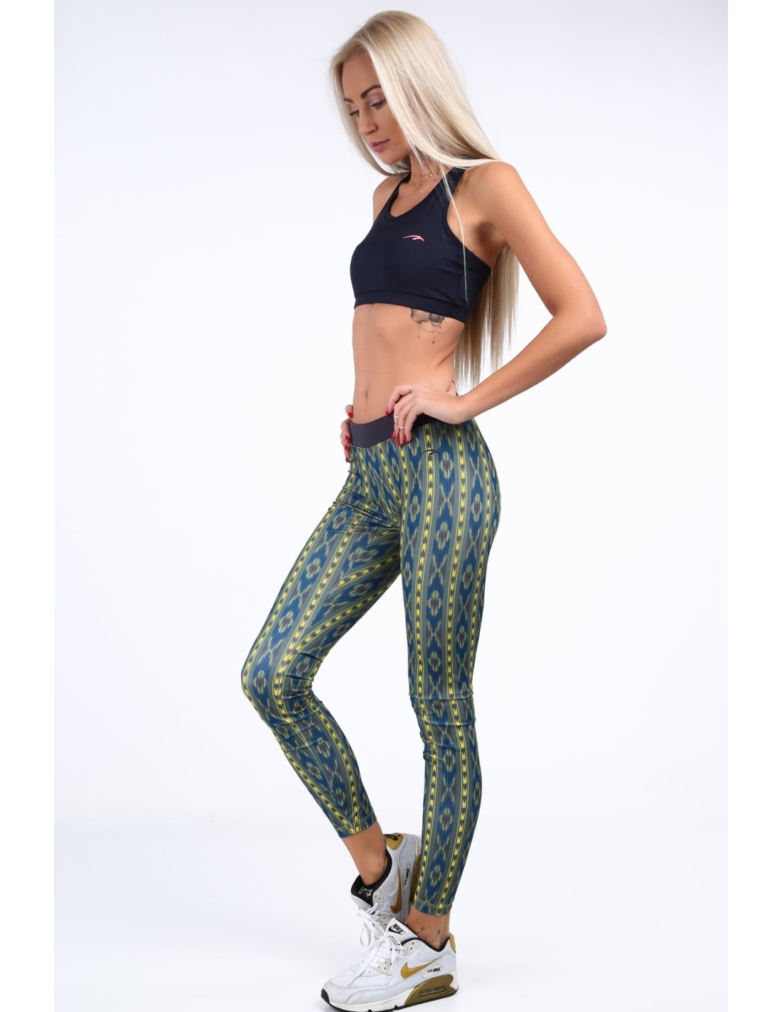 Yellow sports leggings with patterns MR11514 - Online store - Boutique